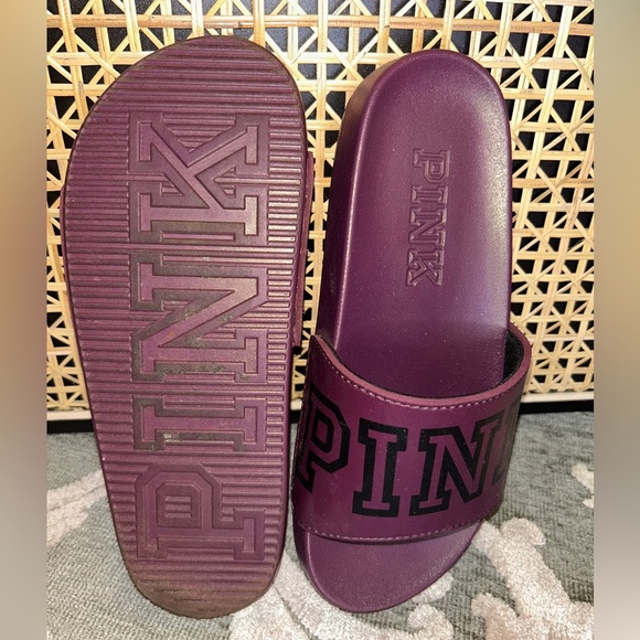 PINK Victoria's Secret Shoes - Pre loved Victoria secret Pink burgundy slides
